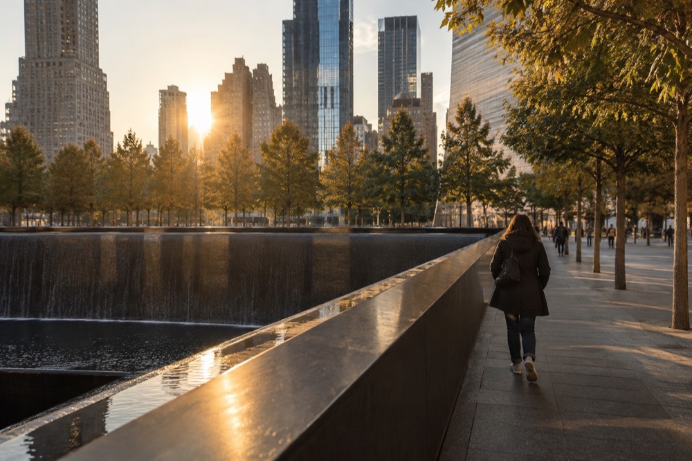 The 9/11 Memorial reflecting pools at the World Trade Center site