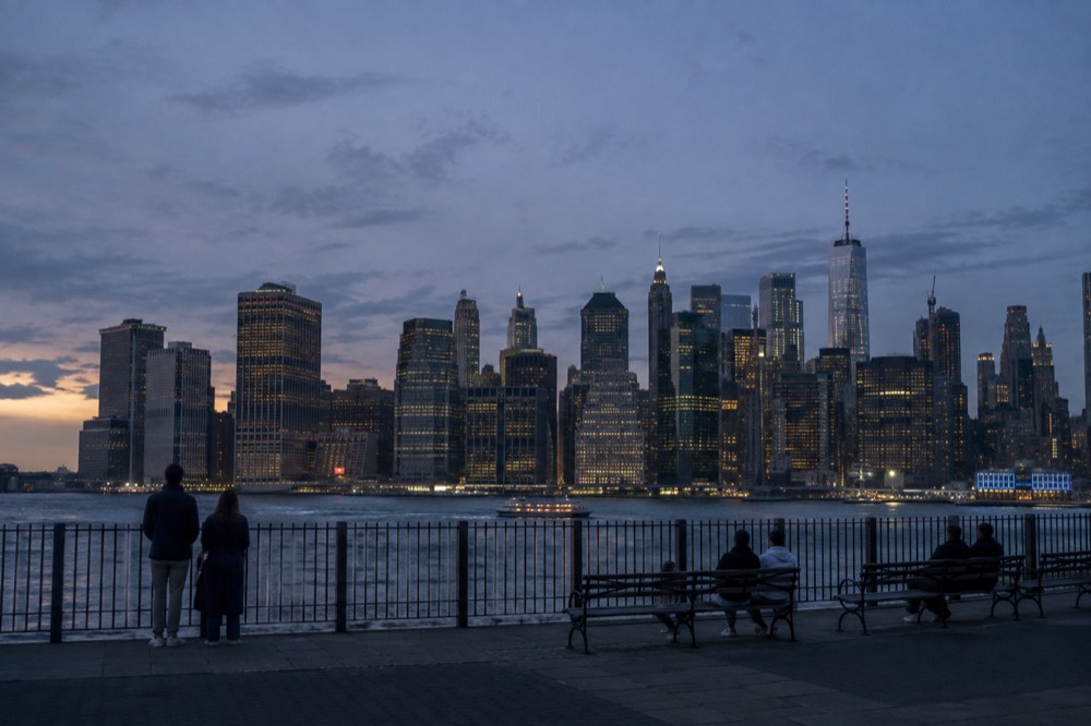 The Manhattan skyline seen across the water from the Brooklyn Heights promenade